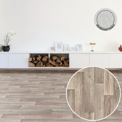 FORTEX 2054 PVC v barvě mocca nebo spíše do hněda s dekorem prken