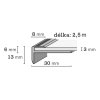 Schodový ukončovací profil DP30 30x13/3 mm, ŠROUBOVACÍ