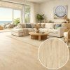 FORTEX 2906 světle hnědé PVC v obýváku s vybavením