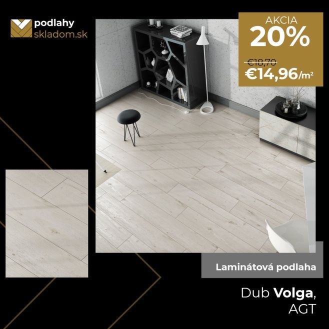 Skladom posledných 14,8m2 laminátovej podlahy Dub Volga s 4V drážkou, odolnosťou AC4/32 a množstvom ďalších vlastností,...