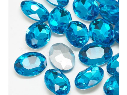 Skleněný kabošon 8x10mm -Akvamarín