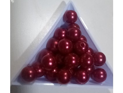 Akrylové korálky imitace perel - červená2 - 10mm