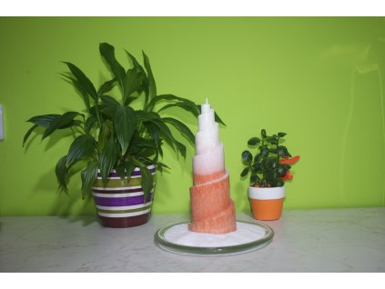 Svíčka spirála bílo oranžová