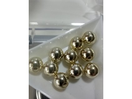Akrylové korálky imitace perel - zlatá - 10mm