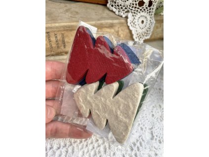 Výsek z ručního papíru - vánoční stromek mix barev 36 ks