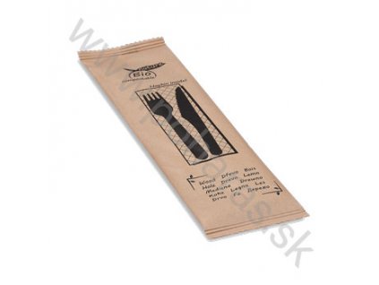 Príborová sada drevená vidlička-nôž+obrúsok [60 sád]