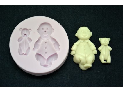 Fondant/marcipán mintázó baba+maci