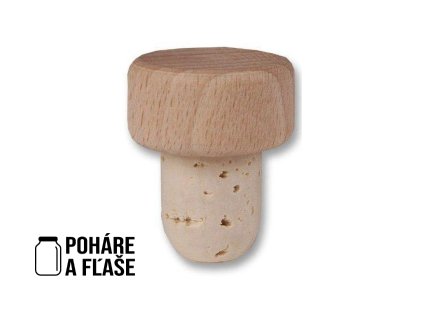Korková zátka s dřevěnou válcovou hlavou 28 12x23 14 mm (SYNFONY)