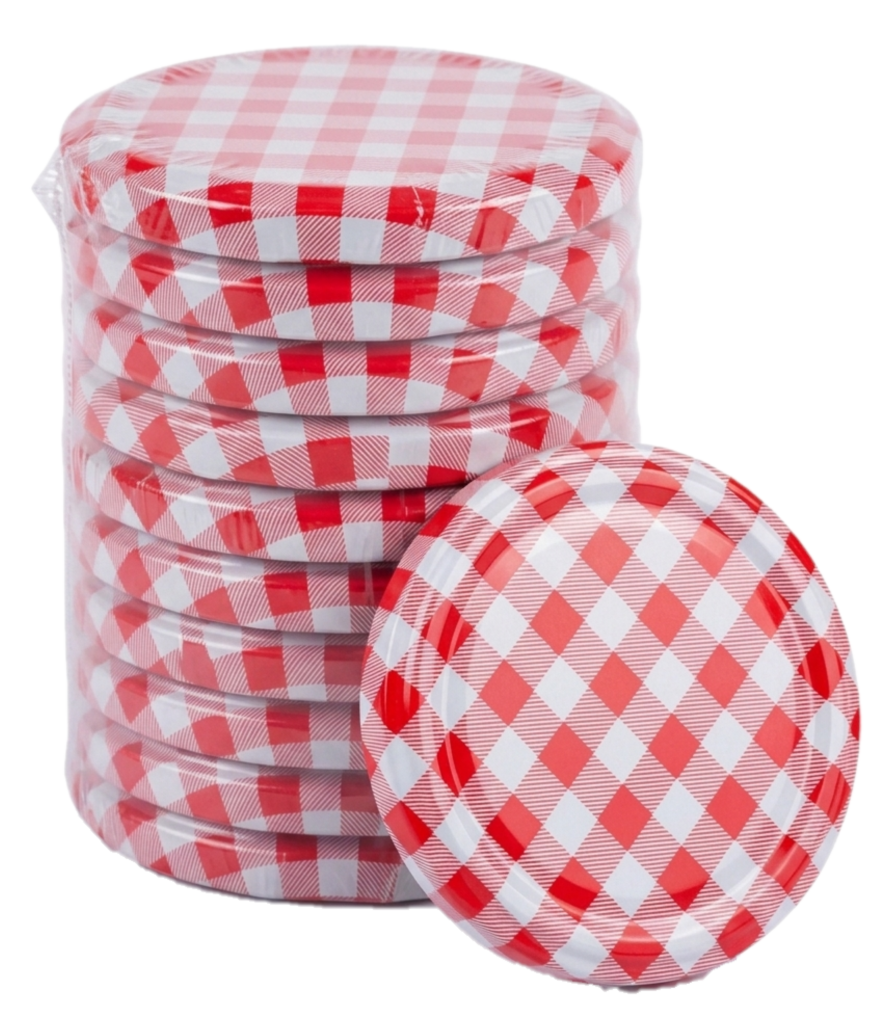E-shop Viečko na zaváranie KÁRO ČERVENÉ TO 82 RTS PACK balenie 10 ks (paster do 105 ° C) | Zavarovacisklo.cz Počet kusov v balenie: 10