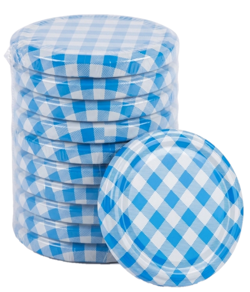 E-shop Viečko na zaváranie KÁRO MODRÉ TO 82 RTS PACK balenie 10 ks (paster do 105°C) | Počet kusov v balenie: 10