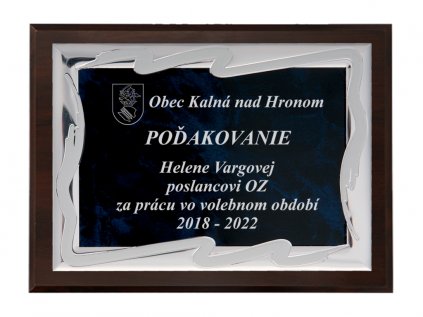 538 4 modro strieborny kovovy diplom na dreve