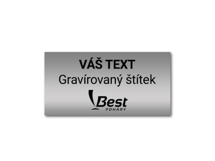 Štítek gravírovaný plastový stříbrný