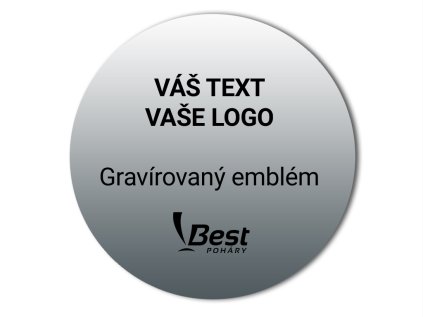 Plastový emblém stříbrný s gravírováním (vlastní motiv)