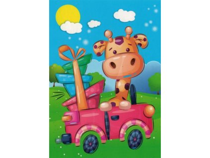 Pohlednice Žirafa s dárky