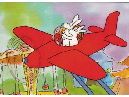 Pohlednice Bob a Bobek v letadle