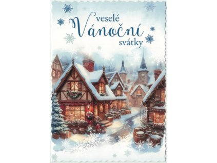 Pohlednice vánoční Domečky