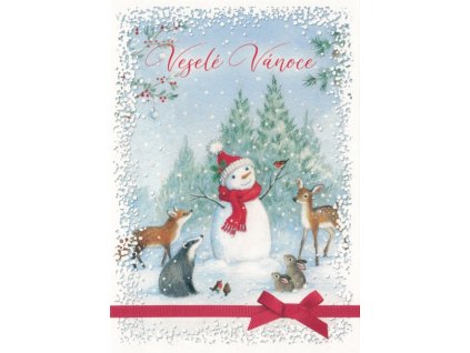 Pohlednice Vánoční Sněhulák