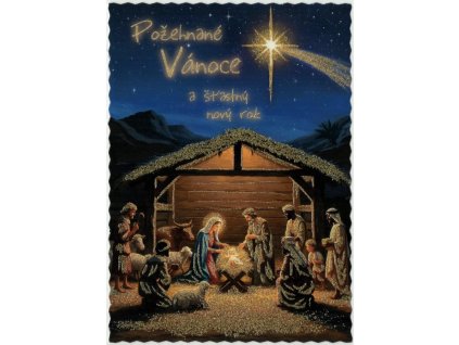 Pohlednice Požehnané Vánoce (glitr)