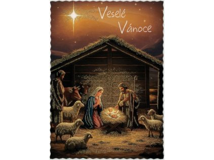 Pohlednice Veselé Vánoce (glitr)