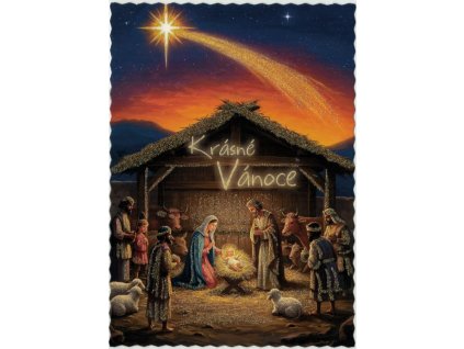 Pohlednice Krásné Vánoce (glitr)