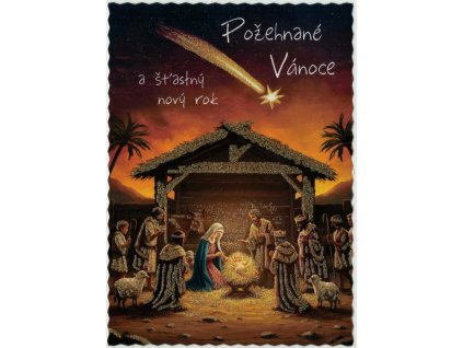 Pohlednice Požehnané Vánoce (glitr)