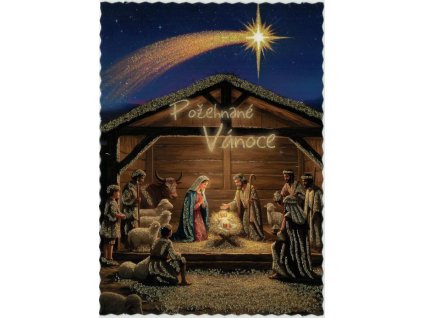 Pohlednice Požehnané Vánoce (glitr)