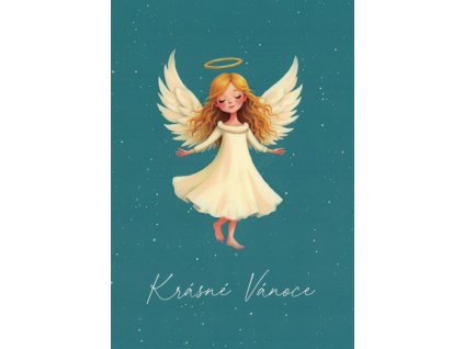 Pohlednice Krásné Vánoce - andílek