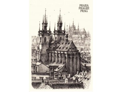 Pohlednice Praha, panorama Starého Města