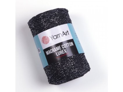 Macrame Cotton Lurex  - 723 Černá se stříbným lurexem