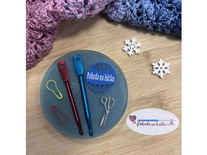 Podtácek Pohoda na háčku / modrý