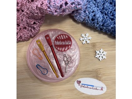Podtácek Pohoda na háčku / růžový