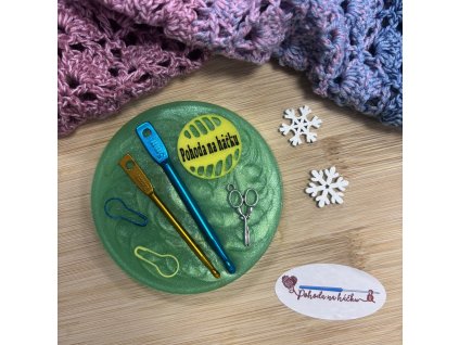 Podtácek Pohoda na háčku / zelený