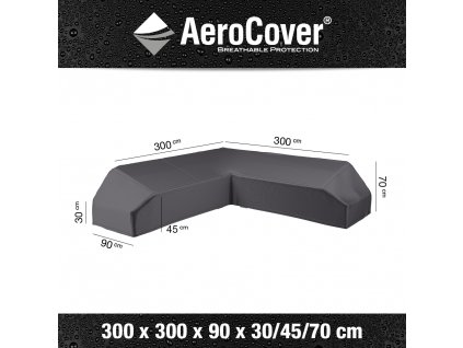 Obal na sedací soupravu ve tvaru L, ROVNORAMENNÁ 300x300x90xh30/45/70 cm Aerocover