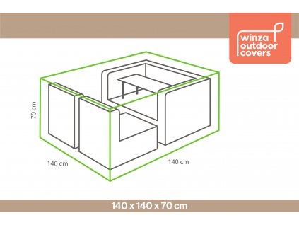 tuinmeubelhoes 140x140x70 loungeset maatschets