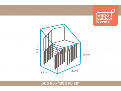 Stoelhoes 66x95x133x93 stapelstoel maatschets