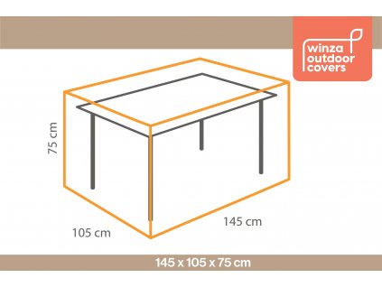 Tafelhoes 145x105x75 tafelhoes maatschets