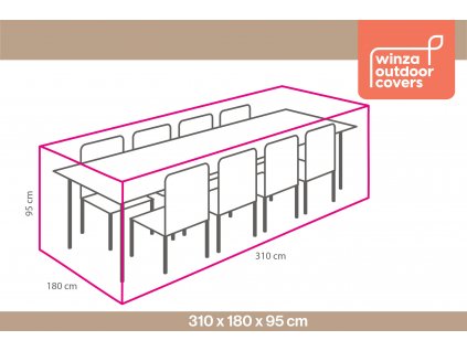 10864 Obal na jídelní soupravu obdelník 310x180x95 cm Winza 8711666027097