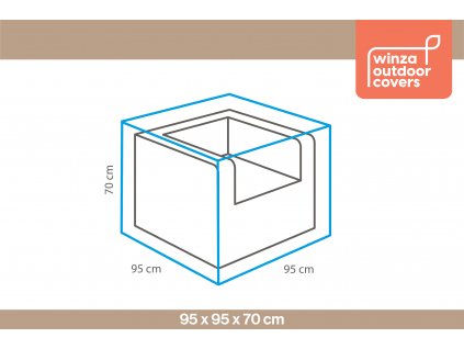 Stoelhoes 95x95x70 loungestoel maatschets