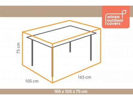 Tafelhoes 165x145x75 tafelhoes maatschets