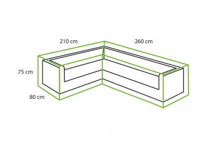 Obal na sedaciu súpravu v tvare L, ľavá, 260x210x80/75cm
