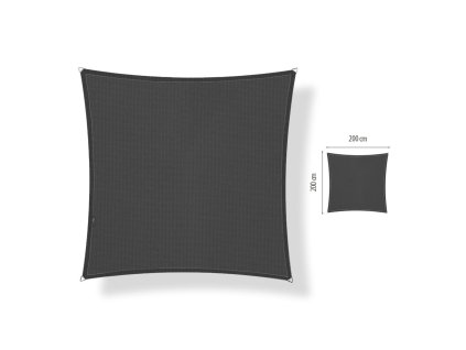 Hoofdafbeelding render schaduwdoek Vierkant 2,00x2,00m DuoColorCarbonBlack