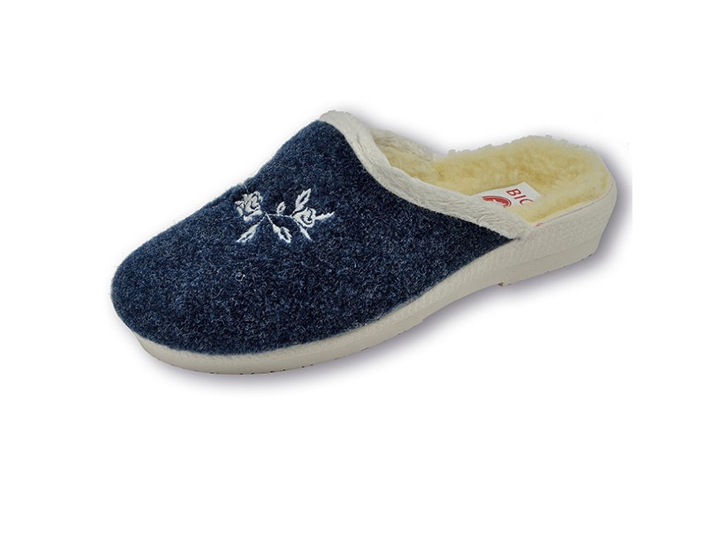 Rogallo 3360/112 dámské domácí pantofle s kožíškem modrá