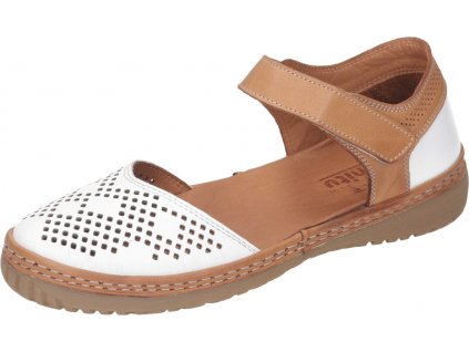 Manitu 910049-03 dámské kožené sandály bílá kombi