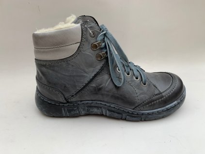 Kacper 4-153 dámská zimní kožená obuv šedomodrá šíře H