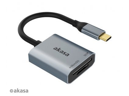 AKASA USB 3.2 Type-C čtečka paměťových karet microSD/SD / AK-CR-10BK / 18cm