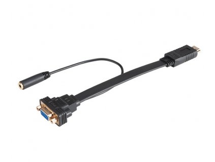 AKASA kabel k monitoru HDMI na VGA + 3,5 jack / AK-CBHD18-20BK / 1920x1080@60Hz / černý / 20cm