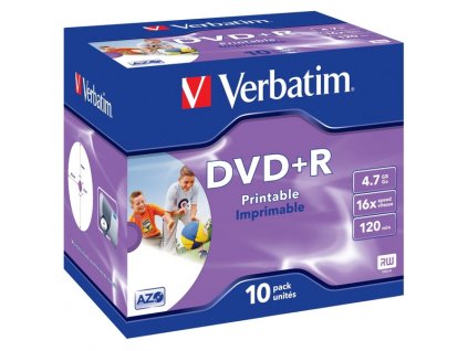 VERBATIM DVD+R 4,7GB/ 16x/ printable/ jewel/ 10pack