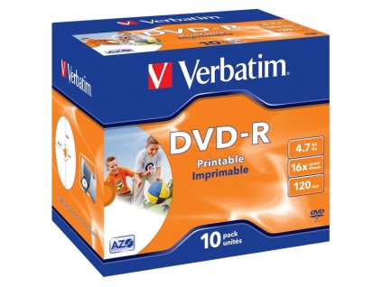 VERBATIM DVD-R 4,7GB/ 16x/ printable/ jewel/ 10pack
