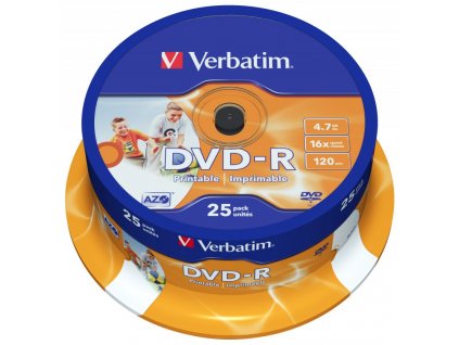 VERBATIM DVD-R 4,7GB/ 16x/ printable/ 25pack/ spindle