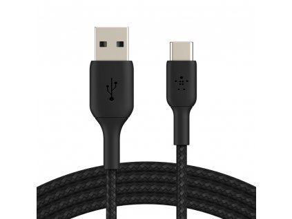 BELKIN kabel oplétaný USB-C - USB-A, 2m, černý